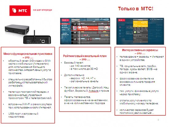 Предложение «Спутникового ТВ МТС»