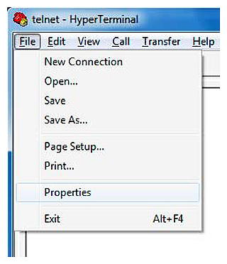 При настройке модема usb, для того, чтобы было видно вводимые AT команды нажимаем «File» в меню сверху слева «Properties»